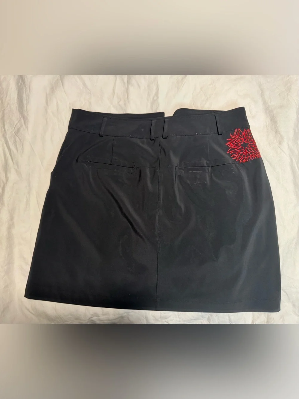 Women’s Nike Golf Dri-Fit UV Black Skort with Red Embroidered Flowers